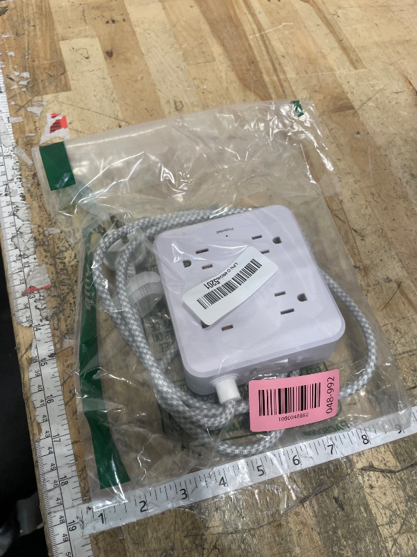 Photo 1 of 5Ft Flat Plug Braided Extension Cord - CHCORE Surge Protector Power Strip with 8 Outlets and 2 USB-C (PD 30W) Fast Charging Ports and 2 USB-A Ports for Home, Office, Dorm Room Essentials, ETL, White