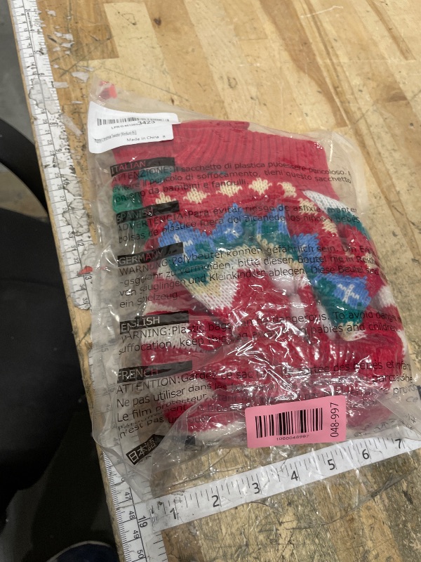 Photo 1 of 2 Pcs Puppy Christmas Sweaters Winter Pet Knitwear Xmas Dogs Outfits Christmas Elf Costume Warm Clothes for Cat Kittys Puppies