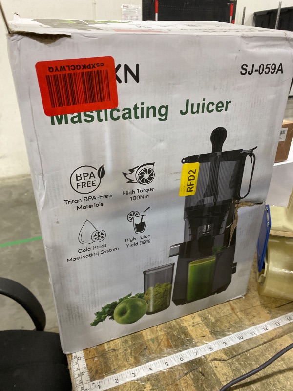 Photo 1 of **FACTORY SEALED** EanOruus Cold Press Juicer, 5.8" Wide Feed Chute Juice Extractor Machine with 400W, High Juice Yield, Slow Masticating Juicer for Whole Vegetables & Fruits, Silver Gray