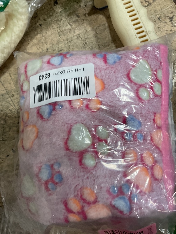 Photo 1 of 1 Pack 3 Blankets Super Soft Fluffy Premium Fleece Pet Blanket Flannel Paw Printed Throw for Dog Puppy Cat (Small 23x16'', Brown, Pink, White)