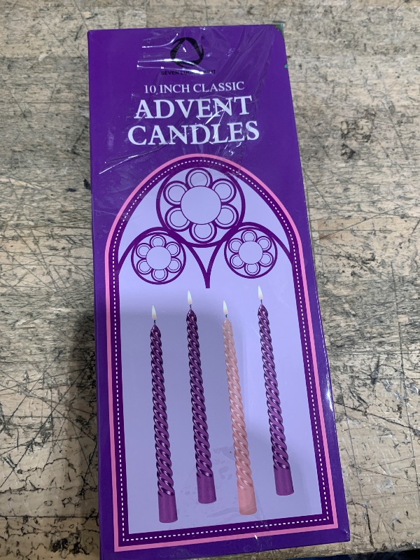 View 2 of 10 inches Advent Candles Set of 4,Ture Dripless Advent Wreath Candles,Velas de Adviento Nativity Scene Candlesticks, Elegant Non Toxic Candle Sticks