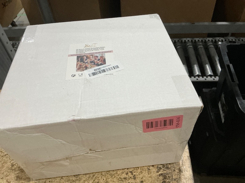 Photo 1 of  Pcs Red and Clear Plastic Dinnerware Guests, Include:  Dinner Plates, Dessert Plates,  Pre Rolled Napkins With Silverware, Cups, Disposable Plates for Party