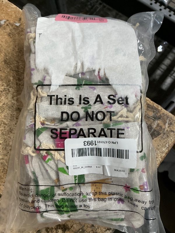 Photo 1 of  Small Christmas Drawstring Gift Bags Christmas Candy Treat Bags 4 x 5.5 Inch Reusable Burlap Bags for Xmas Holiday Party Supplies