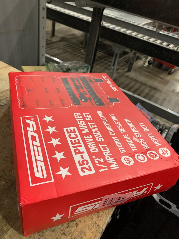 Photo 1 of 1/2" Drive Socket Wrench Set: 25-Piece SAE & Metric Impact Socket Ratchet Wrench Tool Set Socket Assortment with Storage Box for Repair Mechanic Garage