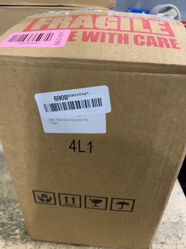 Photo 1 of 1 Gallon Glass Beverage Dispenser with Lid, Stainless Steel Spigot, Glass Drink Dispensers for Parties, Lemonade Dispenser With Ice Cylinder for Weddings, Party,Sun Tea Jar, Water Juice Dispensers