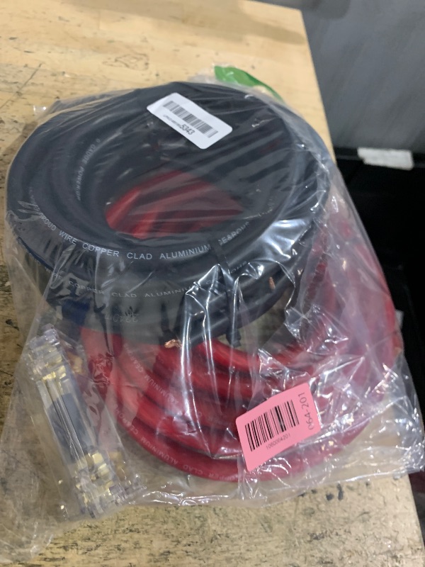 Photo 1 of 1/0 Gauge CCA Wire Kit with ANL Fuse - 40ft Total (20ft Red+Black) Car Amplifier Power Ground Cable, Complete Amp Install & Big 3 Upgrade Kit