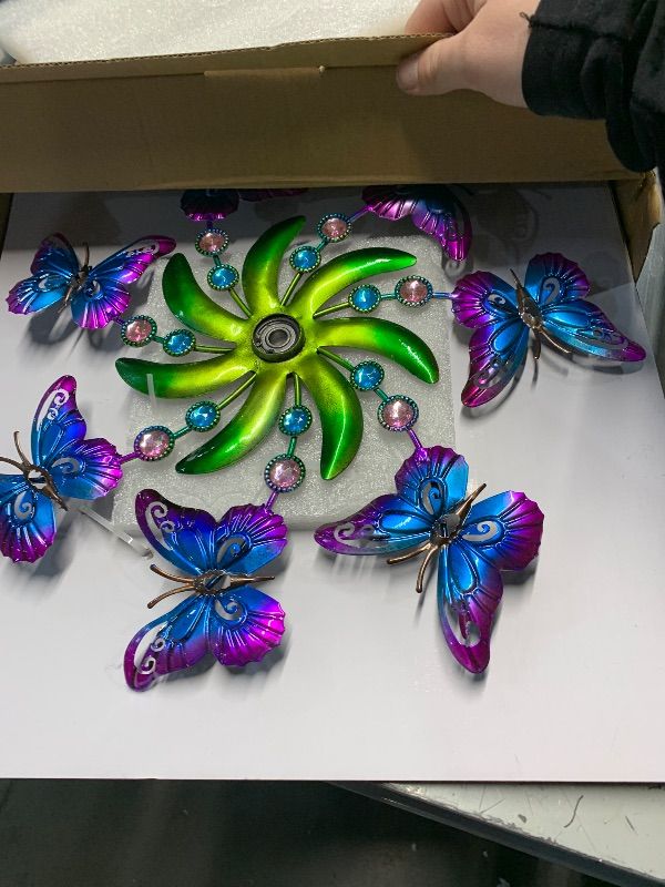 View 2 of (MISSING POLE) ***PARTS ONLY***COOZZYHOUR 39" Butterfly Wind Spinner for Yard and Garden Stake,Outdoor Metal Windmill,Single Direction Wind Sculptures, Kinetic Windmills for Garden Decorations.