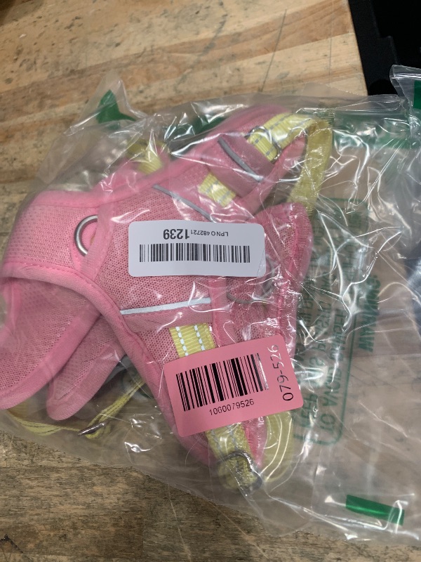 Photo 1 of **dirty**BARKBAY No Pull Dog Harness Large Reflective Dog Harness with Front Clip and Easy Control Handle for Walking Training Running with ID tag Pocket(Baby Pink & Sunlight,S)