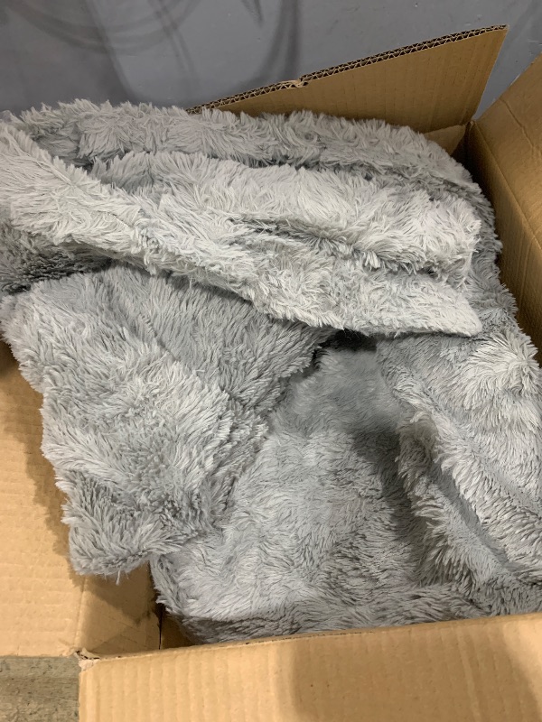 Photo 1 of **DIRTY **UGG Adalee Faux Fur Throw Blanket Luxury Lightweight Cozy Soft Throw for Couch Bed or Chair Hypoallergenic Machine Washable Double-Sided Fluffy Blanket Home Decor, 50-inch x 70-inch, Seal Grey