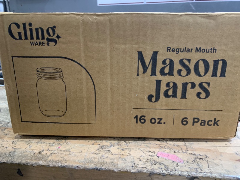 View 2 of [6 Pack] 16 oz. Regular-Mouth Glass Mason Jars with Metal Airtight Lids and Bands for 1 Pint Canning, Preserving, & Meal Prep