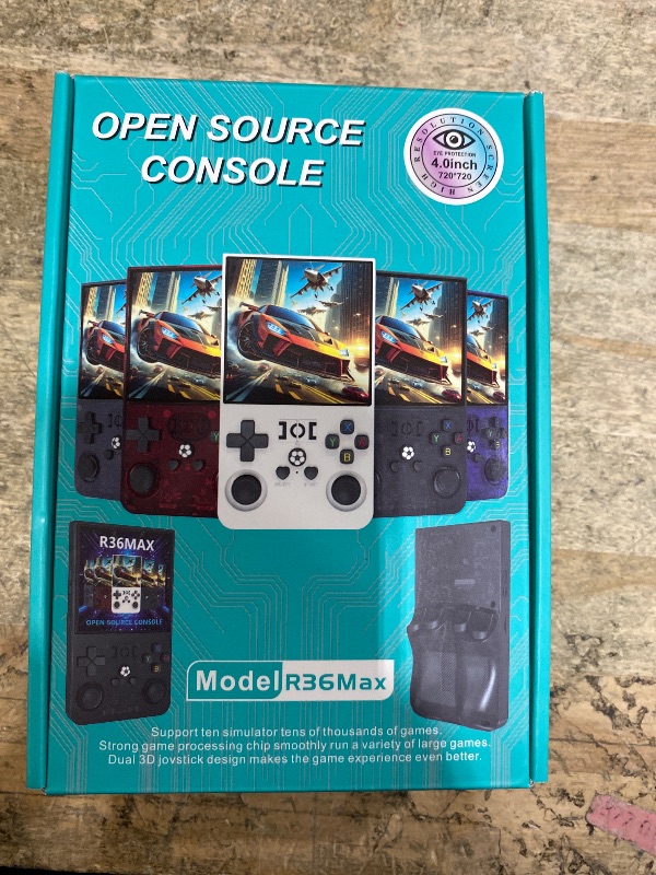 Photo 1 of ?R36MAX 4000mAh Portable Rechargeable Handheld Retro Game Console,Comfort Non-Slip Handheld Standing Retro Game Console with 64G TF Car,4.0-inch Screen,for Office,Blue