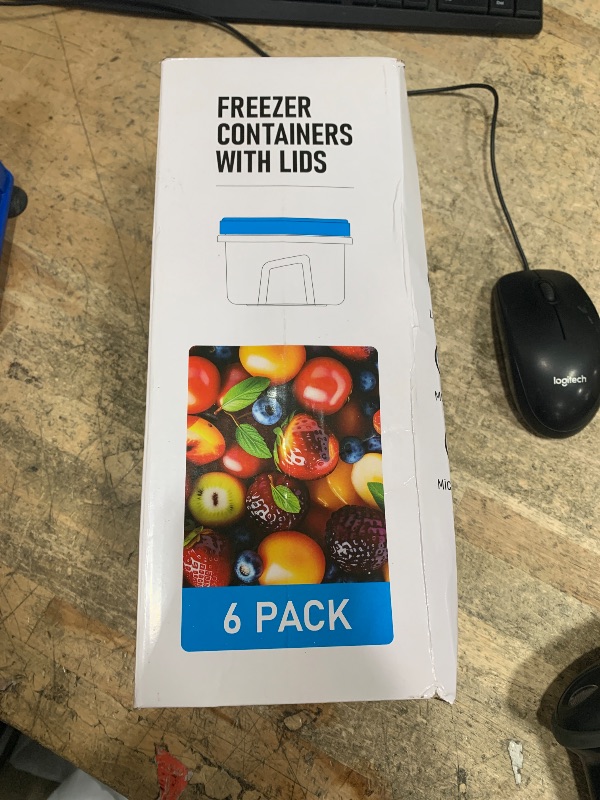 Photo 1 of [32 oz 6 Pack] Food Storage Freezer Containers Clear bottom With blue Twist Top Lids Reusable, Plastic Airtight Meal Prep Containers BPA Free | Stackable | Leakproof | Microwave/Dishwasher Safe