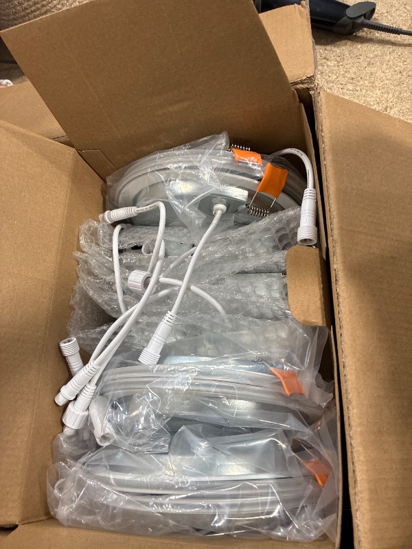 Photo 1 of *************MISSING PARTS***************
Amico 12 Pack 6 Inch 5CCT LED Recessed Ceiling Light with Night Light, 2700K/3000K/3500K/4000K/5000K Selectable Ultra-Thin Lighting, 12W=110W, 1100LM, Dimmable Canless Wafer Downlight ETL&FCC