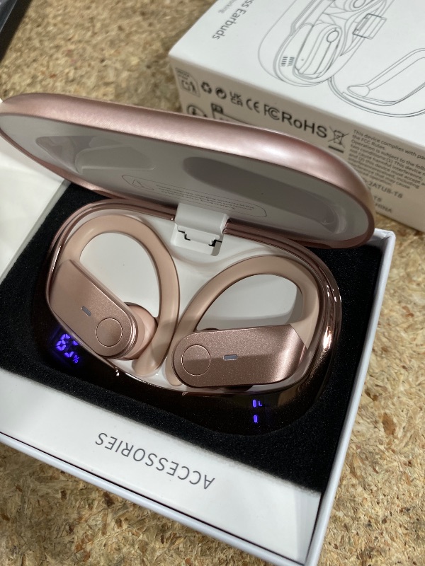 Photo 1 of **Pink Stock Pic for Reference**sajawass Wireless Earbuds Bluetooth 5.4 Headphones, Noise Canceling Ear Buds with 75hr Playtime, LED Power Display, IPX7 Waterproof Earphones Over-Ear Earphones for Sports/Workouts