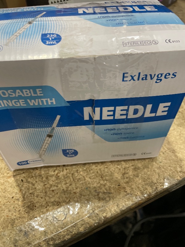 Photo 1 of 100 Pack Disposable 3ml/cc Lab Syringes with 23Ga 1 Inch Needle Luer Lock, Individually Sealed Packed