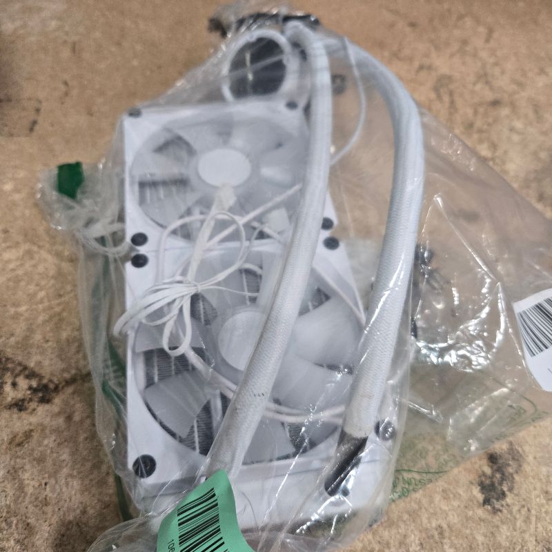 Photo 1 of **Parts Only** ASUS ROG Strix LC II 240 ARGB White Edition All-in-one AIO Liquid CPU Cooler 240mm Radiator, Intel LGA1700, 115x/2066 and AMD AM4/TR4 Support, 2X 120mm 4-pin PWM Addressable RGB Radiator Fans