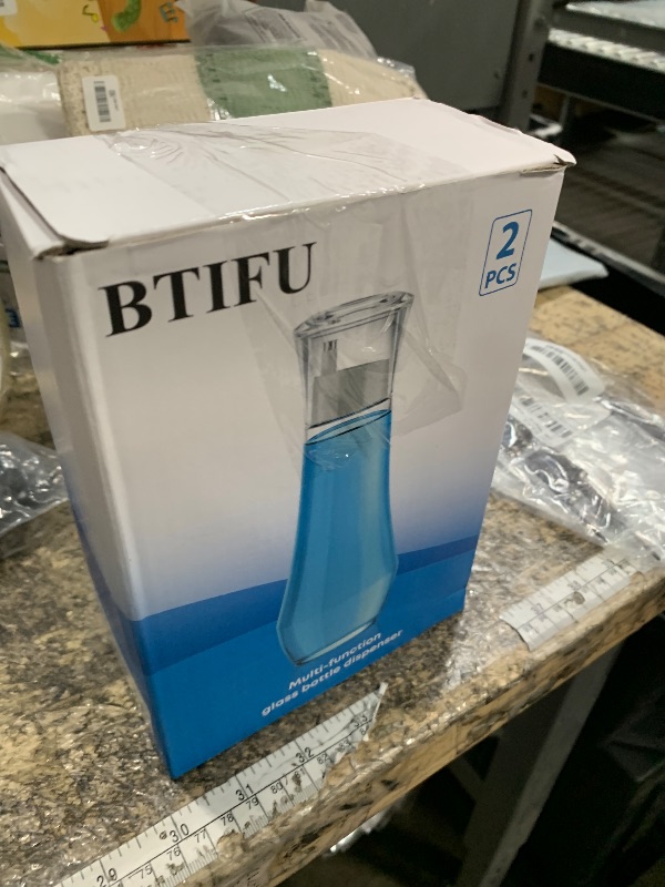 View 2 of ***PARTIAL SET, ONLY 1 - PRICE ADJUSTED*** BTIFU Glass Mouthwash Dispenser for Bathroom, 8.8oz Refillable Mouth Wash Container Bottle with Lid Cup, Small Clear Mouthwash Dispensers Decanter for Countertop, Set of 2