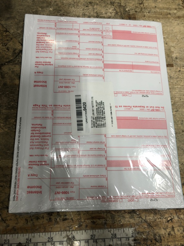 Photo 1 of 1099 INT Interest Tax Forms Set 4 Part 10 Pack for 2025 And Self-Seal envelopes. Kit For 10 Vendors, Laser Forms Designed for QuickBooks and Accounting Software