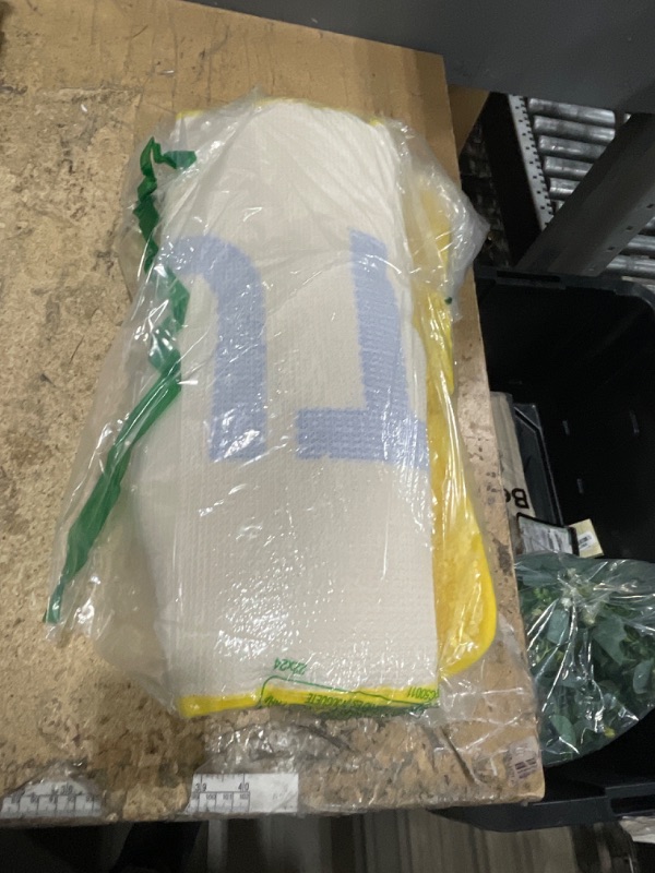 Photo 1 of Drydiet Butter Rug 39.5'' x 18.5 '' Bathroom Runner Rug Bright Yellow Long Bath Mat Shaggy Non Slip Runner Mat Large Water Absorbent Bath Carpet Tub Sink Carpet for Kitchen Floor Bathtub Bedroom