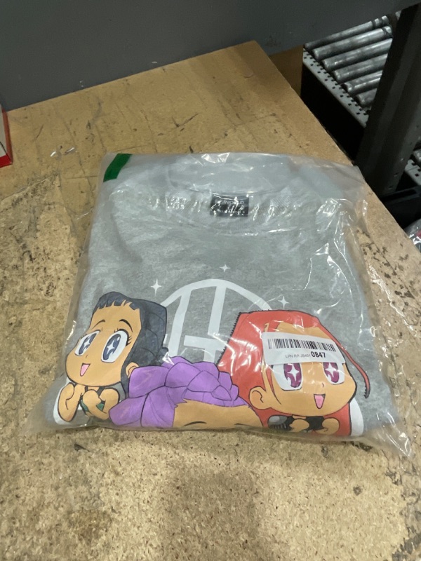View 2 of **Grey***Kpop Demon Hunters HuntrX Excited Kawaii Chibi Art Youth Black Crew Neck Long Sleeve Sweatshirt