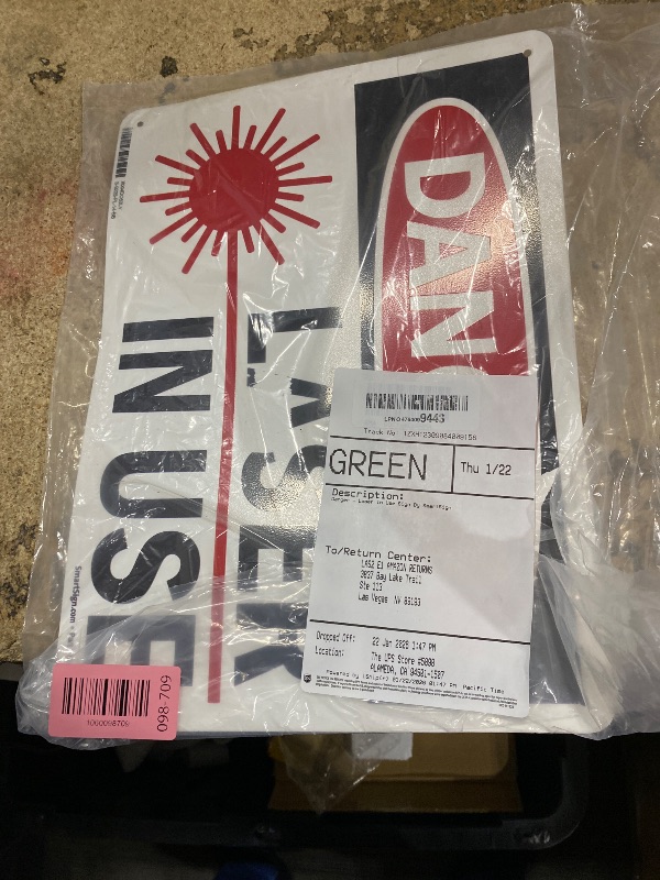 Photo 1 of "Danger - Laser In Use" Sign By SmartSign | 10" x 14" Plastic