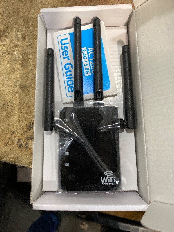 Photo 1 of 105-Device Compatible WiFi Extender Signal Booster, WiFi Extender, 12880 Sq.Ft Long Range, Dual Band 5GHz/2.4GHz 1200Mbps, Simple Installation for Home & Outdoor