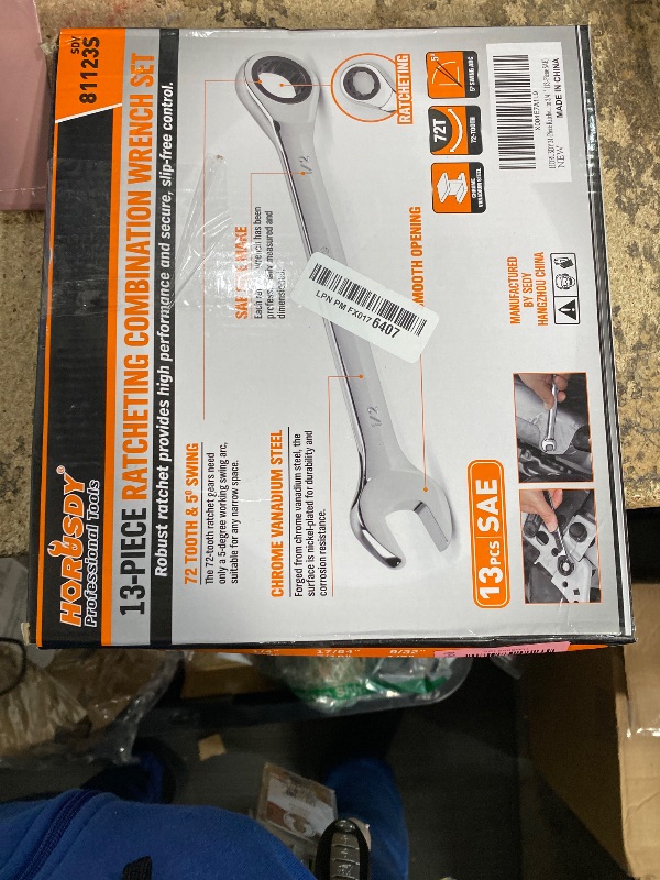 Photo 1 of **PARTIAL SET/ MISSING METRIC TOOL SET*** HORUSDY 26-Piece Ratcheting Wrench Set | Metric and SAE | Ratchet Combination Wrenches Set with Organizer | 72-Tooth | Chrome Vanadium Steel | 6-19 mm & 1/4” to 3/4“ (13-Piece Metric&SAE)
