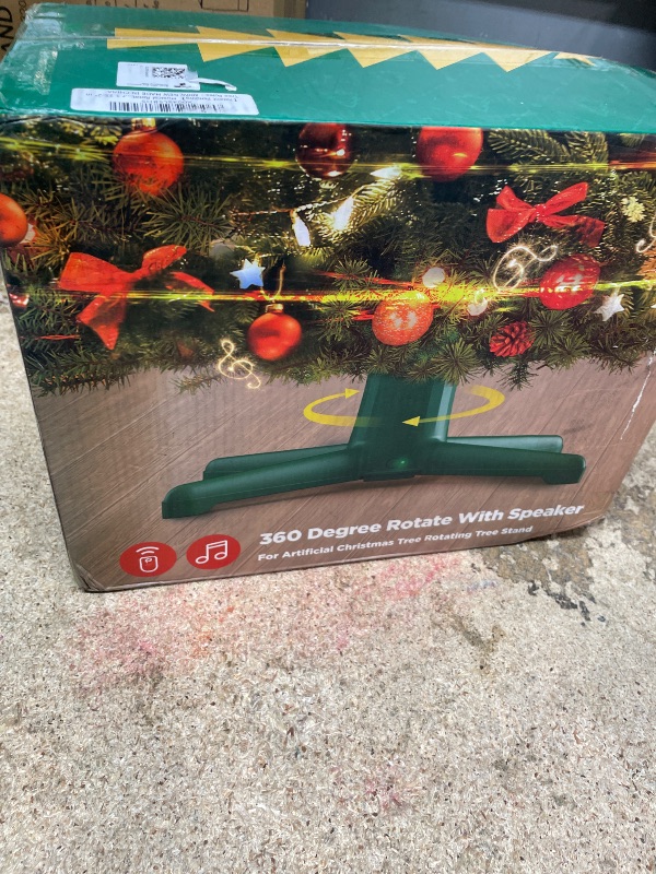 Photo 1 of ?Patent Pending? Musical Rotating Christmas Tree Stand, UL Certified Up to 9ft 120 lb Artificial Christmas Tree with Speaker, Spinning Stand with Remote, Fit for 1.25-2" in Tree Poles - 800W