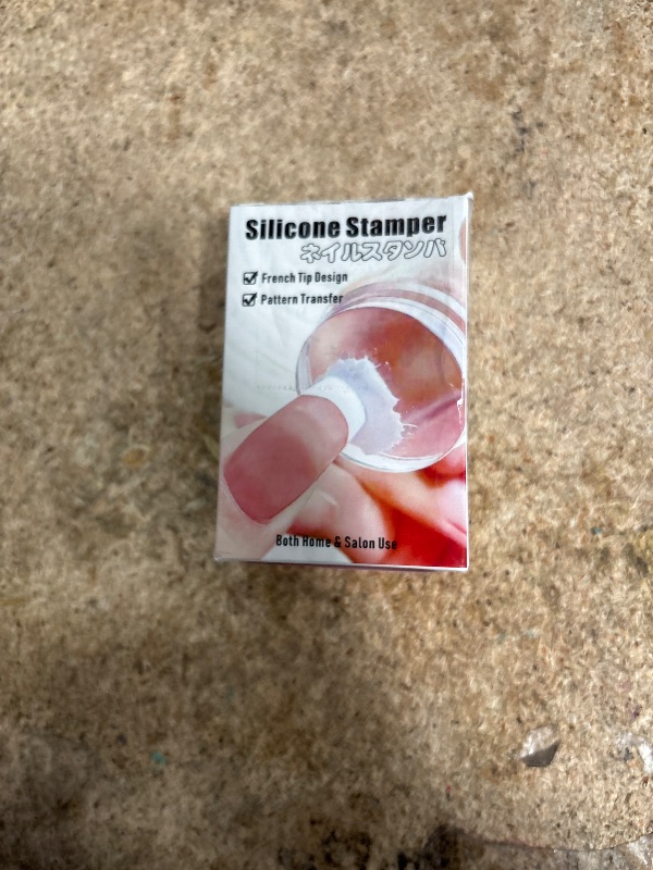 Photo 1 of 1.1 Inch Clear Silicone Nail Stamper for French Tip Manicure Silicon Jelly Stamp Nail Art Design Tools Soft Rubber Nail Stamping Sponge and Scraper Kit