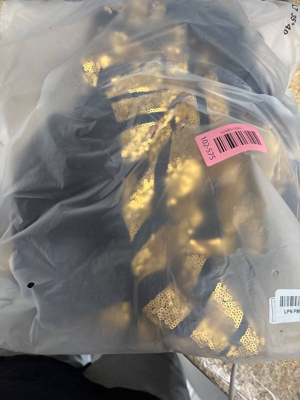 Photo 1 of - 807 - Black Sheer Mesh Long Sleeves Club Sequins Dress Plus Size (Gold, 2X)