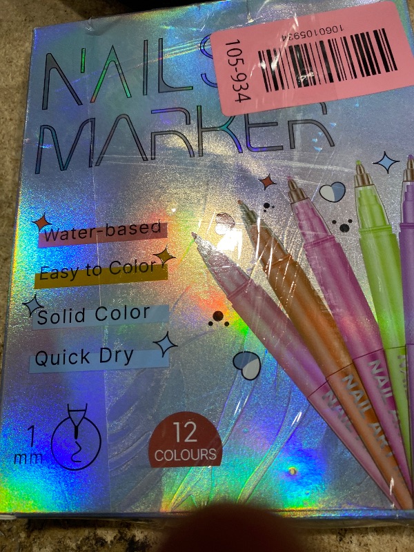 Photo 1 of 12 Color Nail Art Pens Set, 3D Quick-Dry 1 MM Nail Polish Pens, Nail Art Painted Pen Kit, DIY Nail Art Marker Graffiti Dotting Pen, for Nails Art Design Manicure Nail DIY Decoration (B)