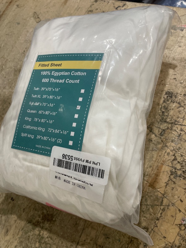 Photo 1 of 100% Egyptian Cotton Fitted Sheet Full Size White, 600 Thread Count, 8-16" Deep Pocket Sheet, Soft & Elastic Sateen Weave Bottom Sheet for Hotel & Home (White, 1 Pack Fitted Sheet Only, Full)