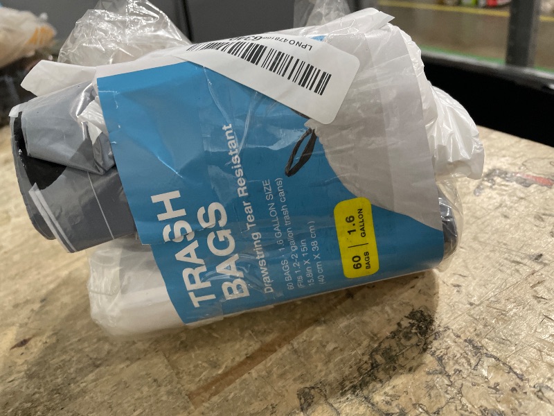 Photo 1 of 120 Counts 1.6 Gallon Mini Drawstring Trash Bags, Small Garbage Bags by KSSKSS, Code a fit 4.5-8 Liter, 1.2-2 Gal, White Trash Bin Liners for Home Office Kitchen Bathroom Bedroom