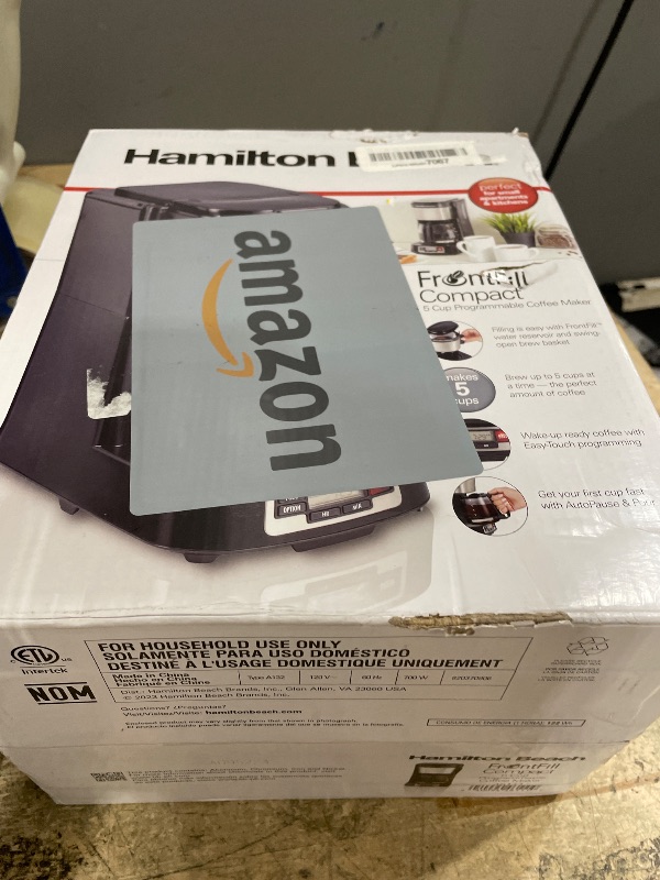 Photo 1 of **HEAVILY USED, NEEDS CLEANING**Hamilton Beach 5 Cup Drip Coffee Maker with Easy FrontFill Basket, Compact Design, Programmable Clock, Glass Carafe, Auto Pause and Pour, Black & Stainless Steel (46111)