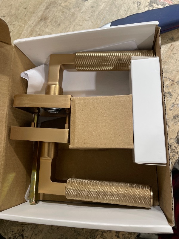 Photo 1 of 1 Pack Privacy Door Levers Interior, Gold Door Handles Heavy Duty, Square Bed and Bath Interior Door Handle, Keyless Door Lever Reversible for Left Right Handed Doors