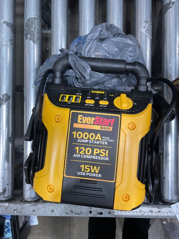 Photo 1 of ***heavy use missing attachments ***EverStart Maxx 1000 Peak Amp Jump Starter with 120 PSI Compressor, Pivoting LED Light, 3X USB Ports