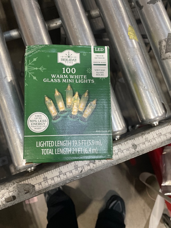 Photo 1 of 100 Count Warm White Mini LED Christmas String Lights with Green Wire