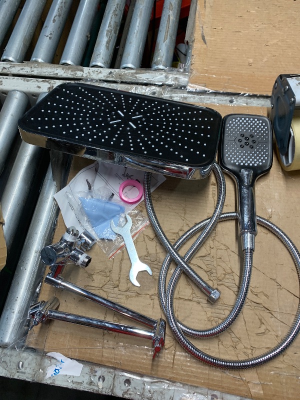 Photo 1 of ***parts only***14 Inch Rain Shower Head with Handheld Spray Combo and Extention Arm, Rainfall Waterfall High Pressure Large Shower Heads, Dual Showerhead with 3-Way Diverter - Height/Angle Adjustable(Chrome)