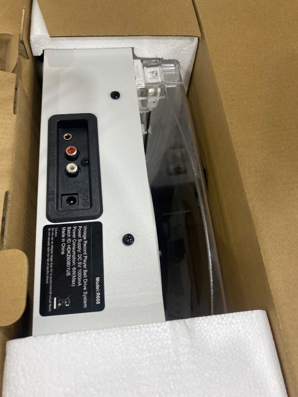 View 3 of (BROKEN ACRYLIC)_ WOCKODER Vinyl Record Player with Speakers Turntable Belt-Driven Turn Table Support 3-Speed 3 Size BT Wireless Playback Headphone AUX-in RCA Line LP Phonographs Audio for Beginner Classic Pure White