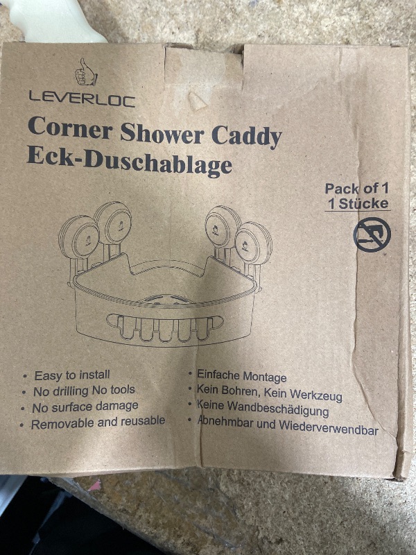 Photo 1 of 
LEVERLOC Corner Shower Caddy Suction Cup, Shower Caddy Basket Powerful Suction Bathroom, Waterproof & Rustproof Organizer for Bathroom Storage, No-Drilling Removable (White)