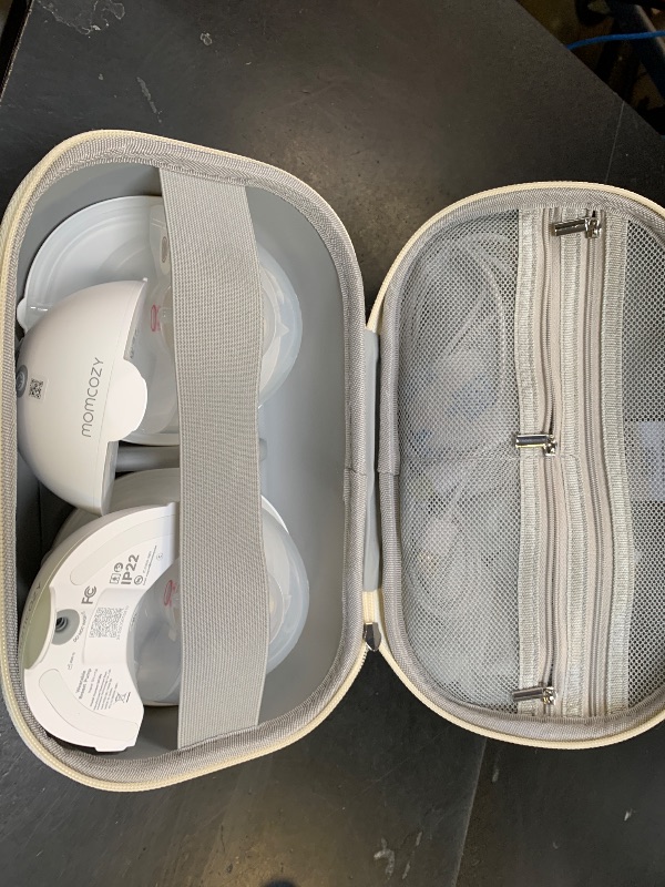 Photo 1 of Momcozy M5 Smart APP Controlled Wearable Breast Pump, Hands-Free Wireless Electric Pump, 3 Modes 9 Suction Levels, BPA-Free, Portable Lightweight, 24mm Flange, 2-Pack Quill Gray