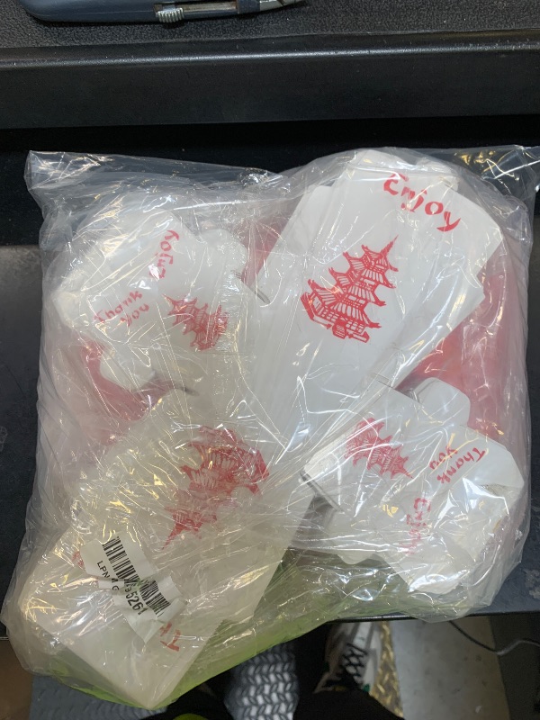 Photo 1 of 100 Sets 8 oz Chinese Take out Boxes with Chopsticks, Pagoda Paper Food Containers with Sleeved and Separated Disposable Chopsticks for Asian Party Decorations Favor Birthday Wedding Restaurant