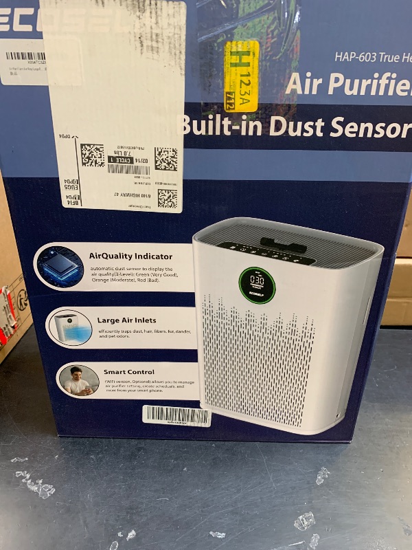Photo 1 of Air Purifiers for Home Large Room, Cover Up to 2400 Ft² with True HEPA Filter, Smart Mode, PM2.5 Air Quality Display, 22dB Sleep Mode, Aromatherapy with 2X-Purification & 360°Air Outlet, HAP603
