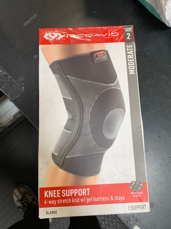 Photo 1 of McDavid Elastic Compression Knee Sleeve with Gel Pad. 4-Way Elastic Brace with Strays. for Stability, Recovery, Injury, Walking, Running Pain. Left and Right Leg. Patella Support.