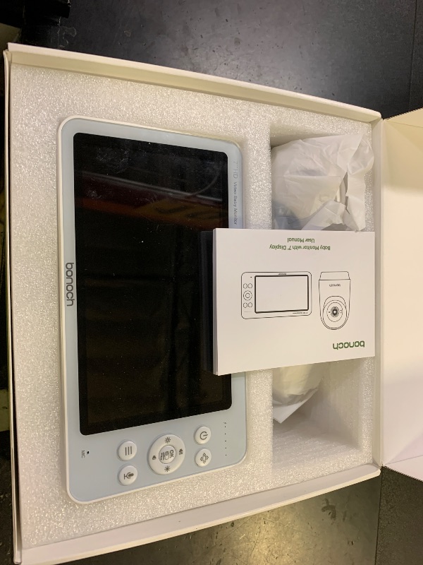 Photo 1 of *****NONFUNCTIONAL, FOR PARTS ONLY******
bonoch Upgraded 1080P Baby Monitor with 2 Cameras, 7" MegaView Split Screen Baby Monitor No WiFi, Dual Video Monitor with Camera and Audio, 6000mAh, White Noise, 2 Way Audio, PTZ, Night Vision