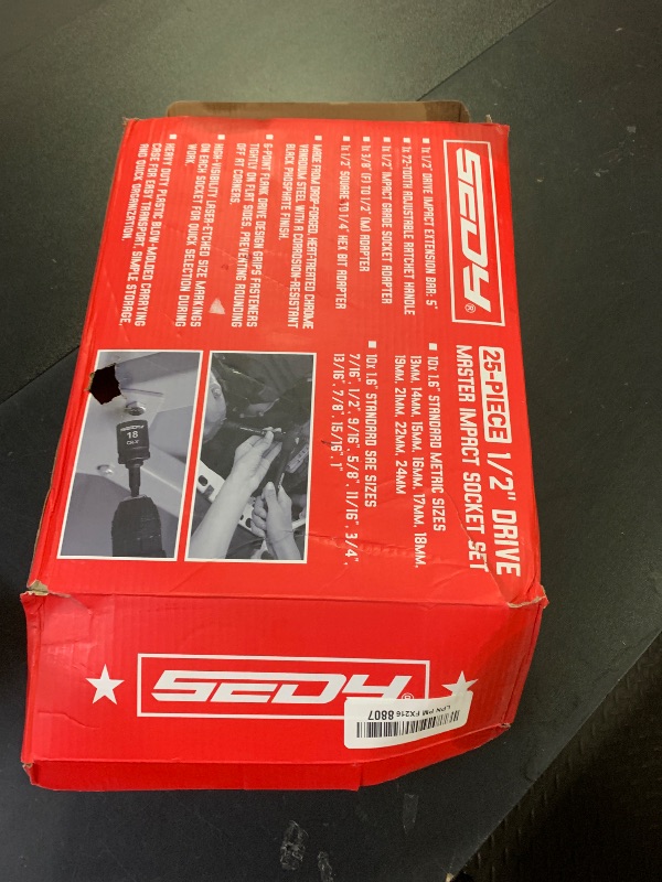 Photo 1 of 1/2" Drive Socket Wrench Set: 25-Piece SAE & Metric Impact Socket Ratchet Wrench Tool Set Socket Assortment with Storage Box for Repair Mechanic Garage