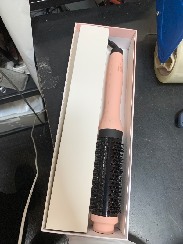Photo 1 of Infrared Thermal Brush, Dual Voltage Negative Ions Heated Round Brush, 1 1/2 Inch Straightener & Curling Iron Brush 2 in 1, Dual PTC Non-Blowing Thermal Round for Wome, Pink
