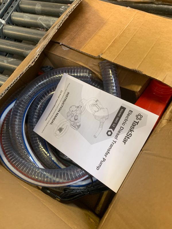 Photo 1 of TaskStar Fuel Transfer Pump Battery Powered, 12GPM Electric Pump Kit with 21V 4.0Ah Battery & Charger, Portable Cordless Pump with Auto-off Nozzle & 2x 6.6FT Hoses for Diesel Kerosene Transfer