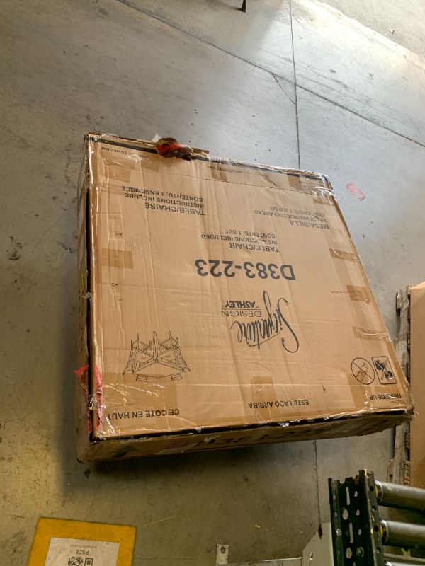 Photo 1 of Signature Design by Ashley Bridson 5 Piece Dining Room Set, Includes Table & 4 Ladderback Barstools, Wood, Gray