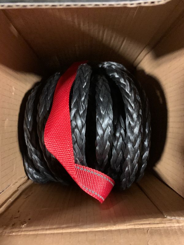 Photo 1 of HOKINETY Synthetic Winch Rope Kit - 1/2" x 100' 31,500 lbs Synthetic Winch Cable for ATV UTV Off-Road Vehicles with Forged Hook, Protective Sleeve and Safety Pull Strap - Black
